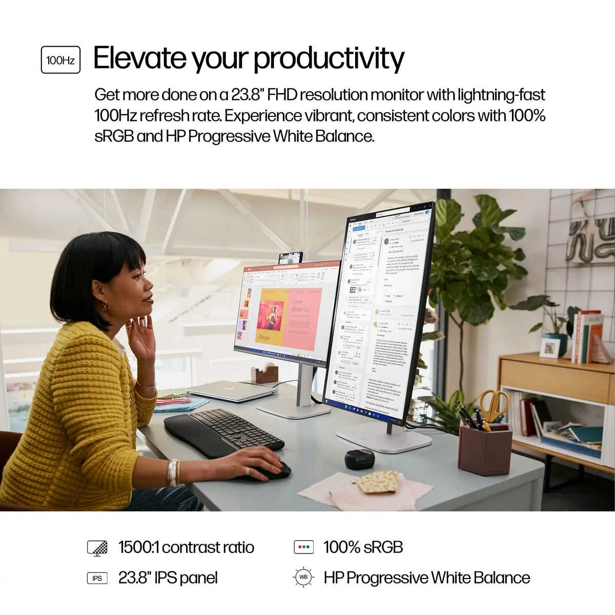 HP 524pf Series 5 Pro 24" FHD IPS Monitor - 100Hz, 350 nits - Tech Syndicate