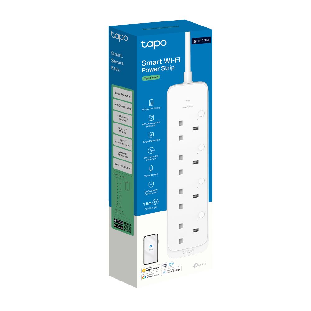 TP-Link Tapo P304M Smart Wi-Fi Power Strip - 4 Outlets, Matter - Tech Syndicate