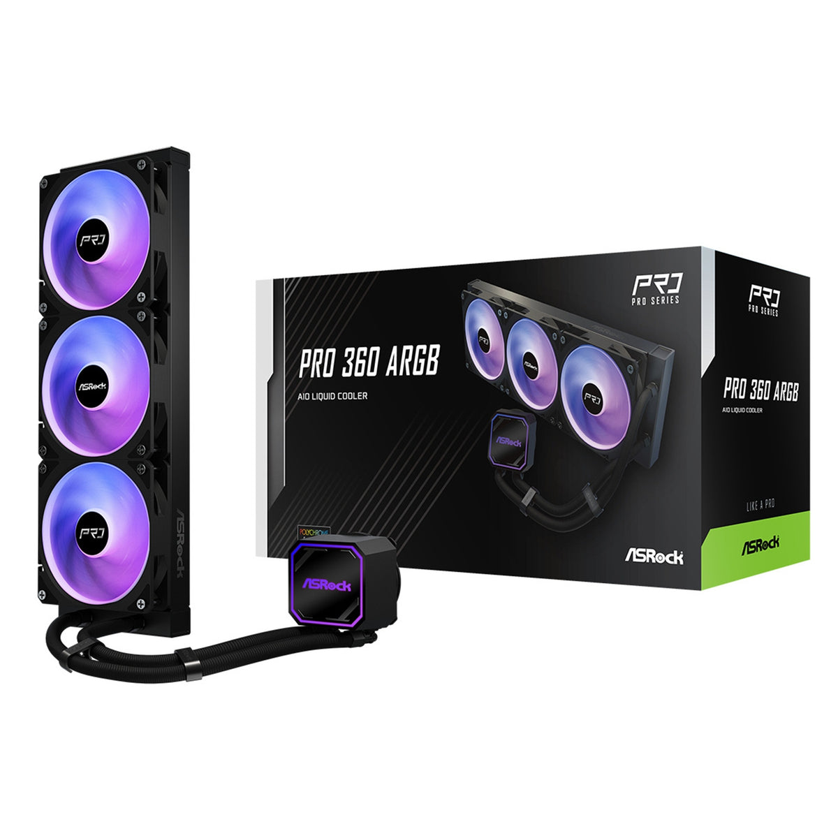 ASRock Pro 360 ARGB AIO Liquid CPU Cooler - 360mm