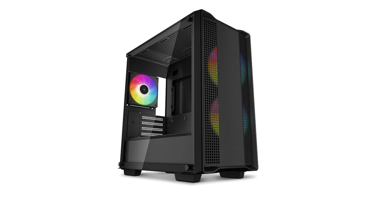 DeepCool CC360 ARGB Black mATX Mini Tower Case - 3x ARGB Fans