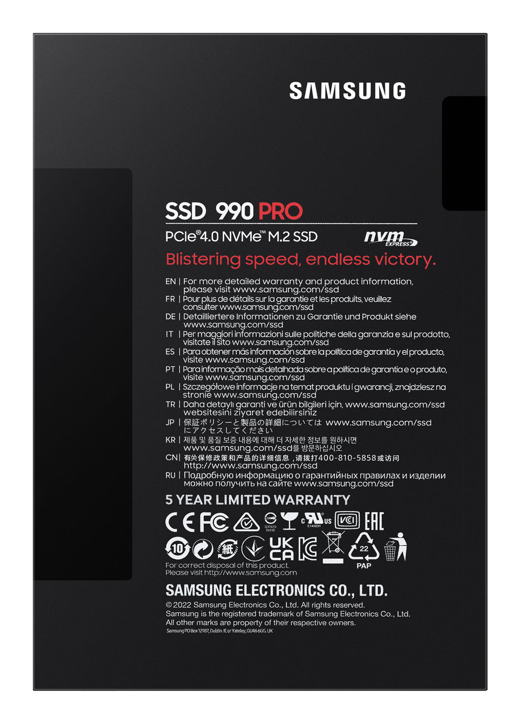Samsung 990 PRO NVMe SSD PCIe Gen4 M.2 – 1TB, 2TB, 4TB