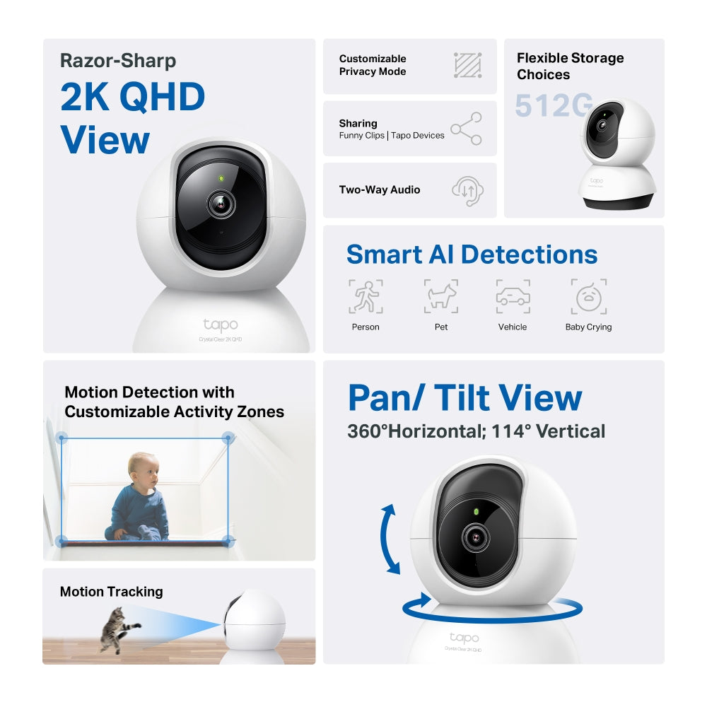 TP-Link Tapo C220 Pan/Tilt 2K QHD AI Wi-Fi Camera