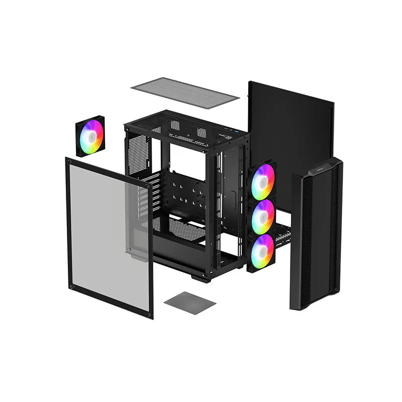 DeepCool CC560 ARGB V2 Mid Tower Case - Black, 4 ARGB Fans