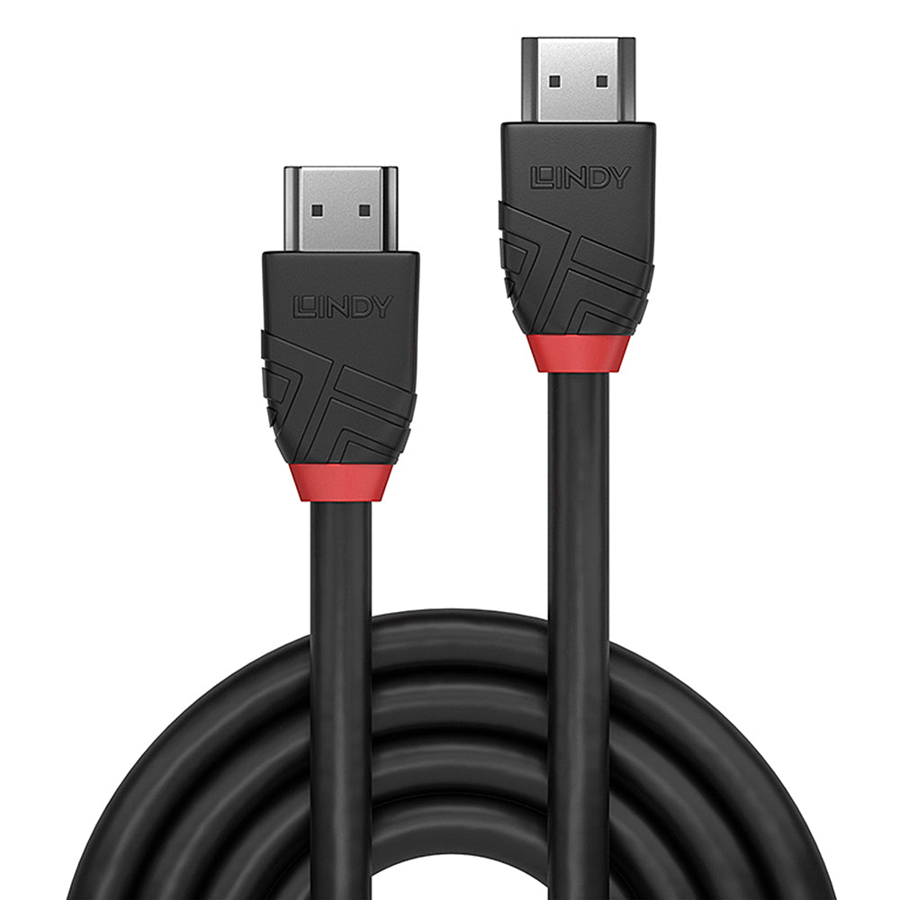 LINDY 36470 Black Line HDMI 2.0 Cable 0.5m - 4K 60Hz