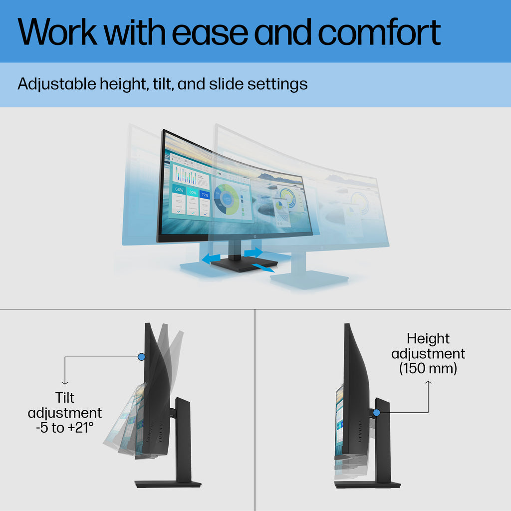 HP P34hc G4 34" Curved WQHD USB-C Monitor - 3440x1440