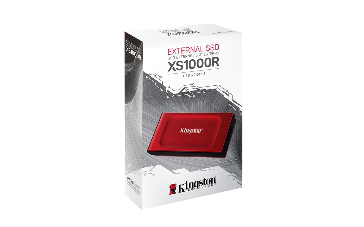 Kingston XS1000 Red Portable SSD USB 3.2 Gen 2 1050MB/s