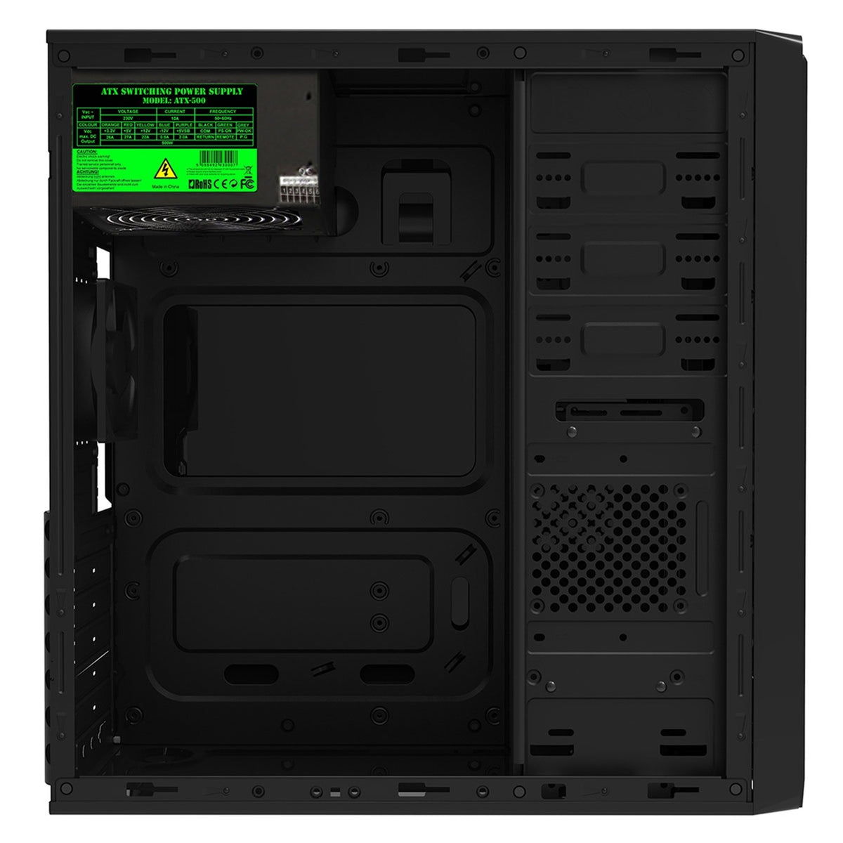 CiT Jet Stream Mid Tower Case Black Silver 500W PSU
