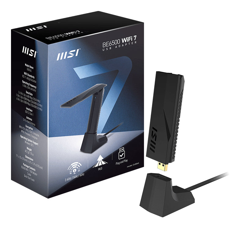 MSI BE6500 WiFi 7 USB Adapter - Tri-Band, USB 3.2