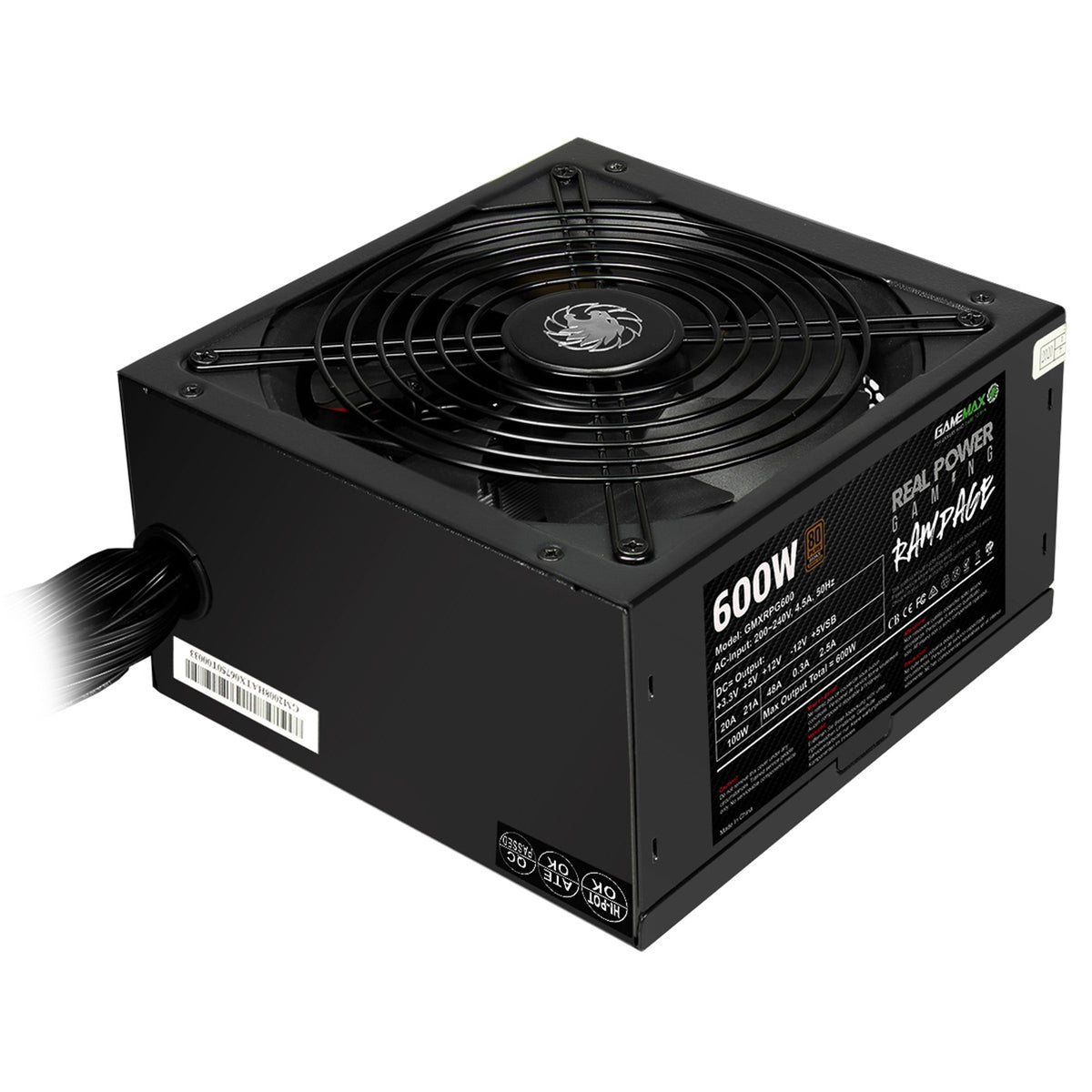 GAMEMAX RPG Rampage 600W 80 Plus Bronze Non-Modular PSU – view 3