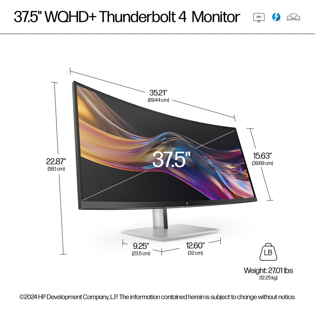 HP 738pu Series 7 Pro 38" Curved WQHD+ Thunderbolt 4 Monitor