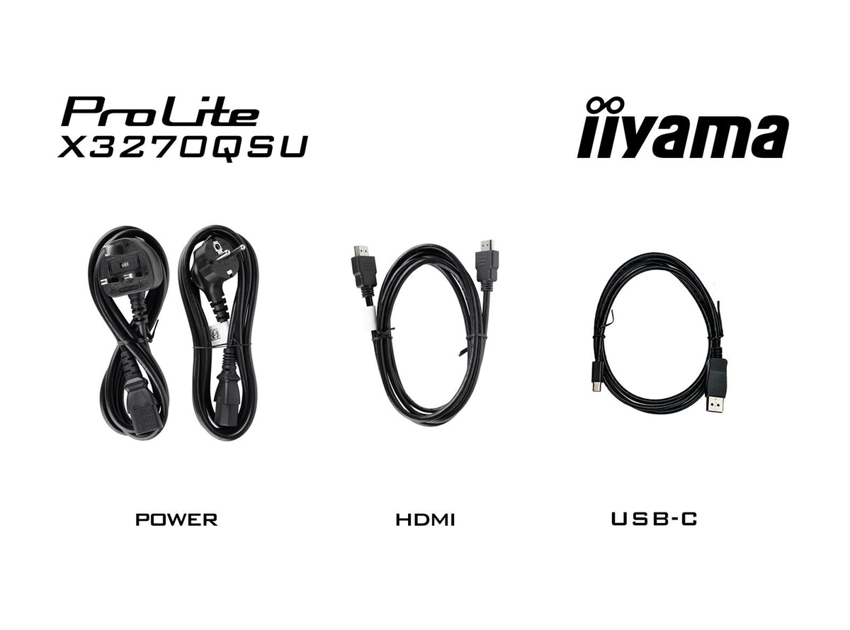 iiyama Prolite monitor X3270QSU-B1 32' IPS WQHD 2560x1440, Black, HDMI, Display Port, USB Hub