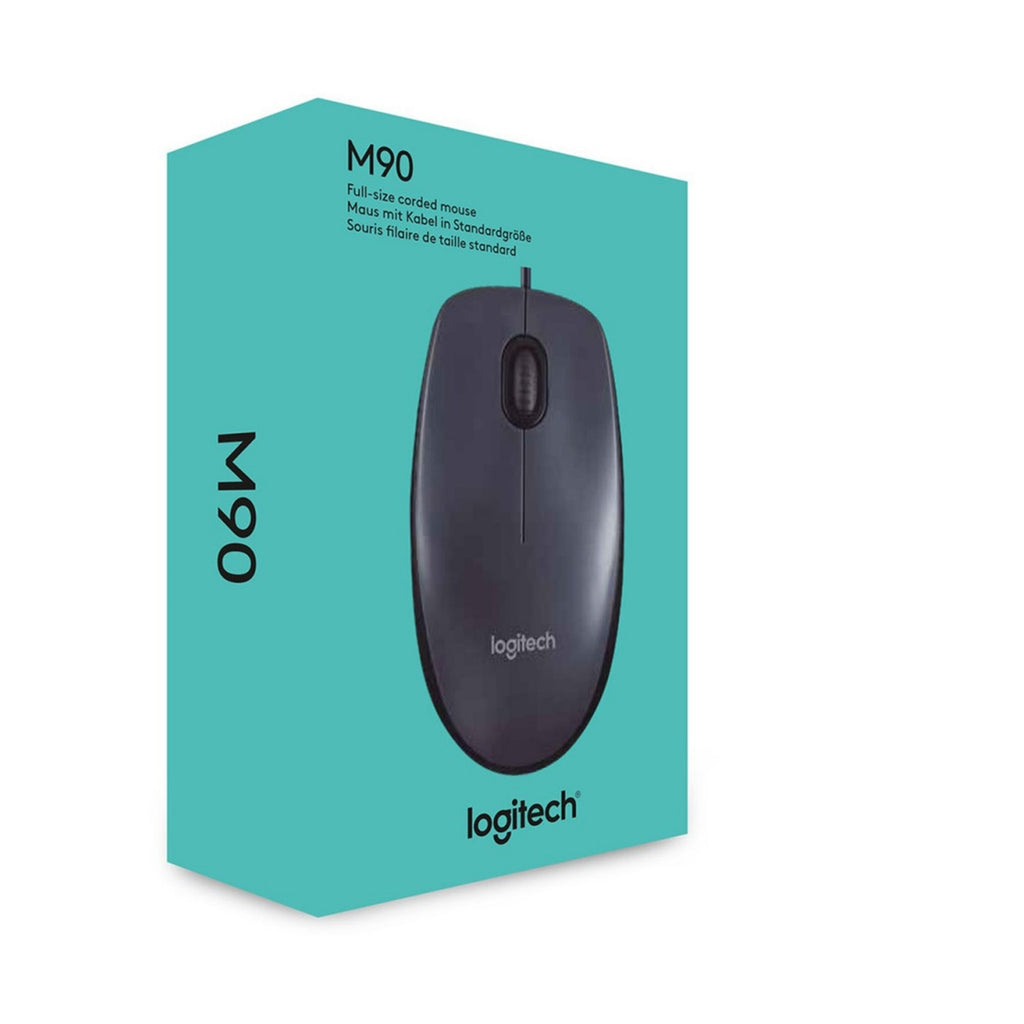 Logitech M90 Wired USB Mouse - 3 Button, 1000 DPI, Black