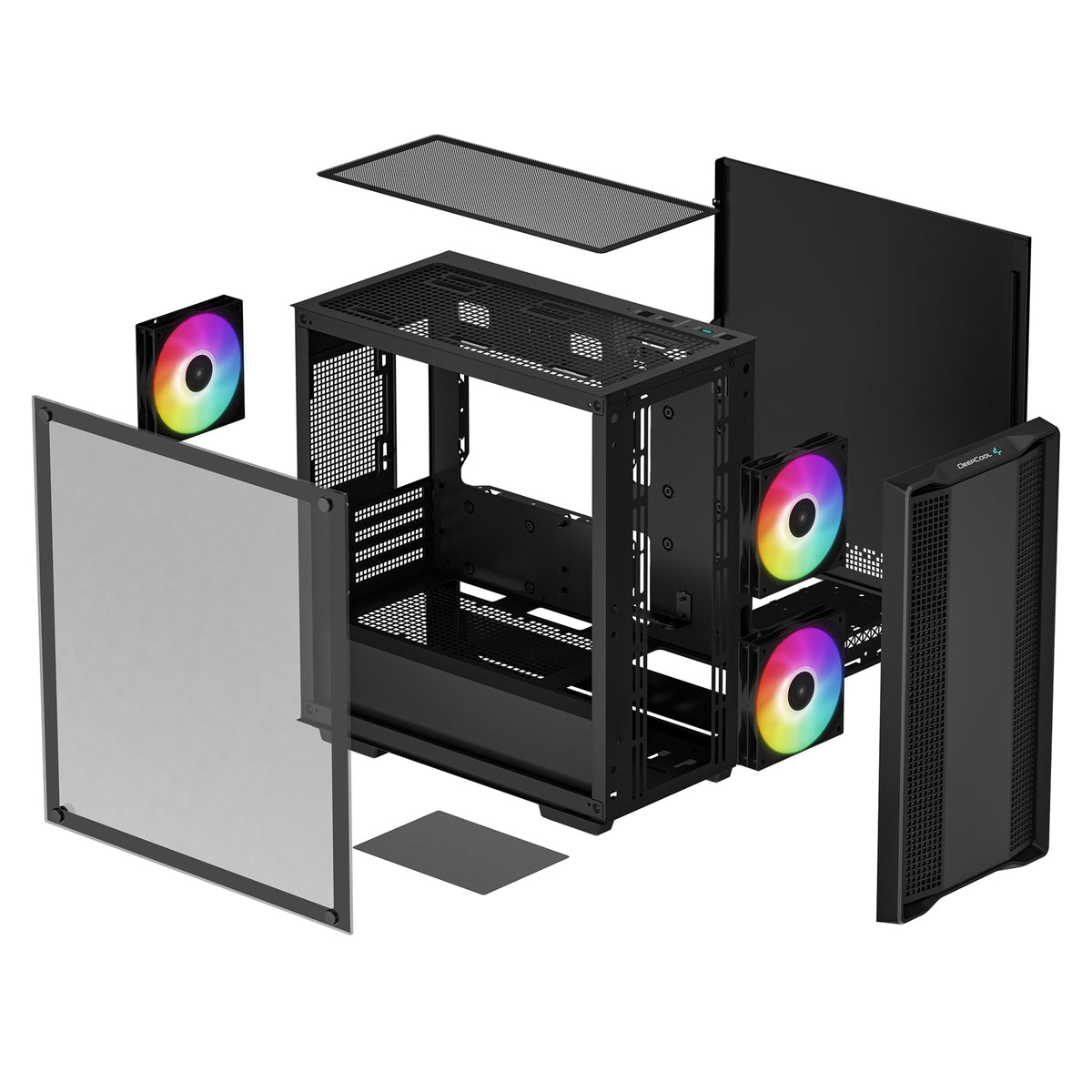 DeepCool CC360 ARGB Black mATX Mini Tower Case - 3x ARGB Fans