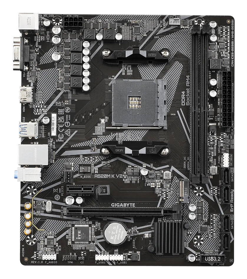Gigabyte A520M K V2 Micro-ATX AM4 Motherboard - DDR4, M.2