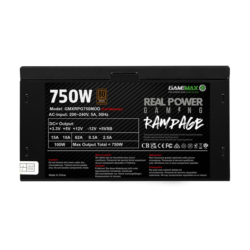 GameMax RPG Rampage 750W Fully Modular 80 Plus Bronze PSU – view 6