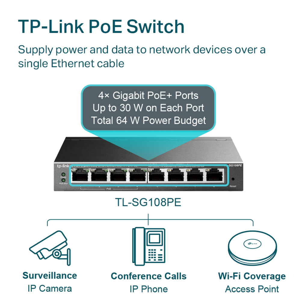 TP-Link TL-SG108PE 8-Port Gigabit PoE+ Easy Smart Switch 64W – view 5