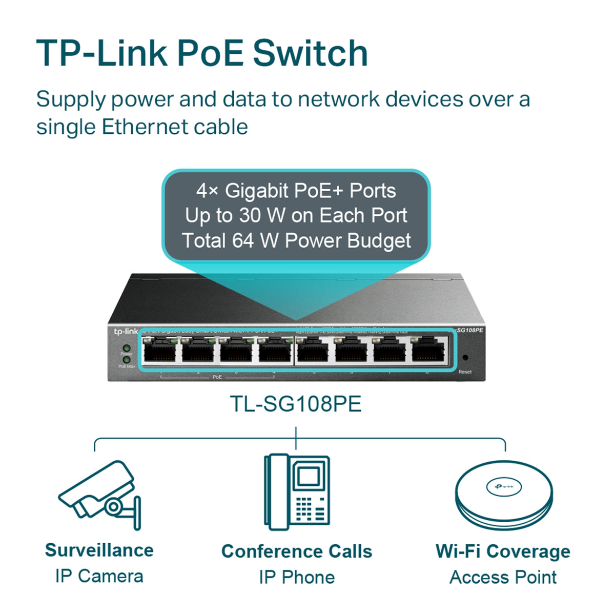 TP-Link TL-SG108PE 8-Port Gigabit PoE+ Easy Smart Switch 64W – view 5