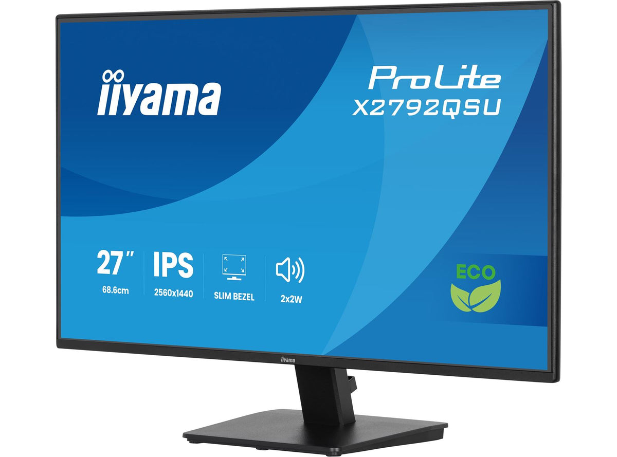 iiyama ProLite monitor X2792QSU-B1 27' IPS, 2560x1440, 4-side slim bezel and B energy class, Black, HDMI, Display Port,
