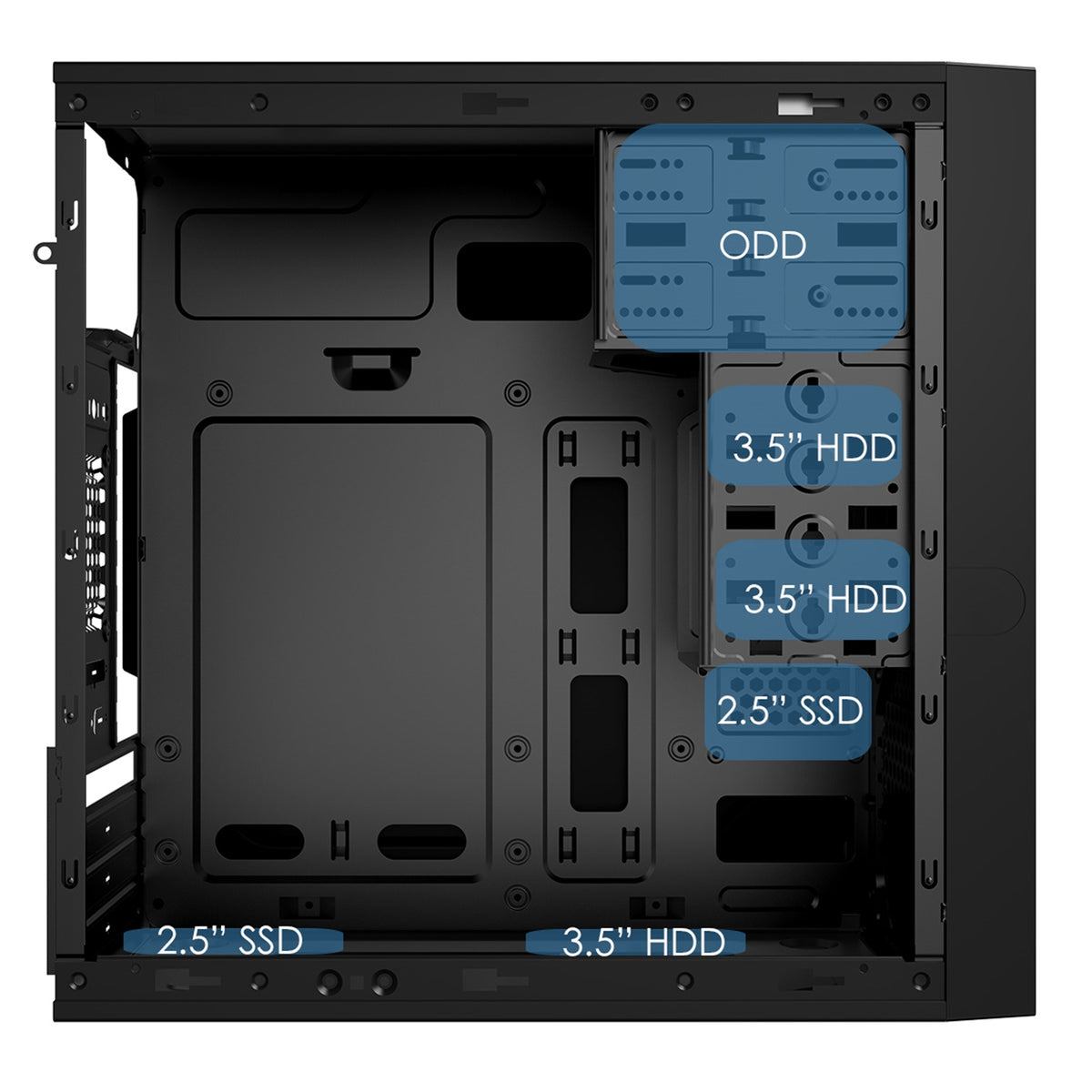 CiT Work Micro-ATX PC Case - USB 3.0, HD Audio, Black