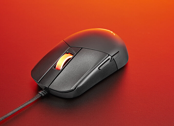 An image of an ROG Strix Impact III opened to reveal the ROG Micro switches inside