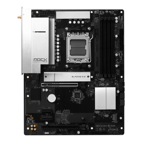 B850 Rock WiFi 7, AMD B850 Chipset, AM5, ATX Motherboard