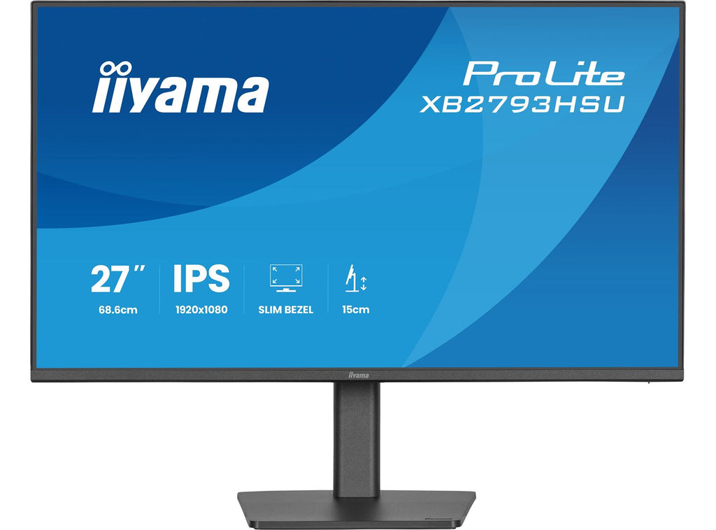 iiyama ProLite monitor XB2793HSU-B1 Height Adjustable, 27' IPS, 120Hz, Black, 4-side slim bezel and C energy class, HDMI, Display Port, USB Hub