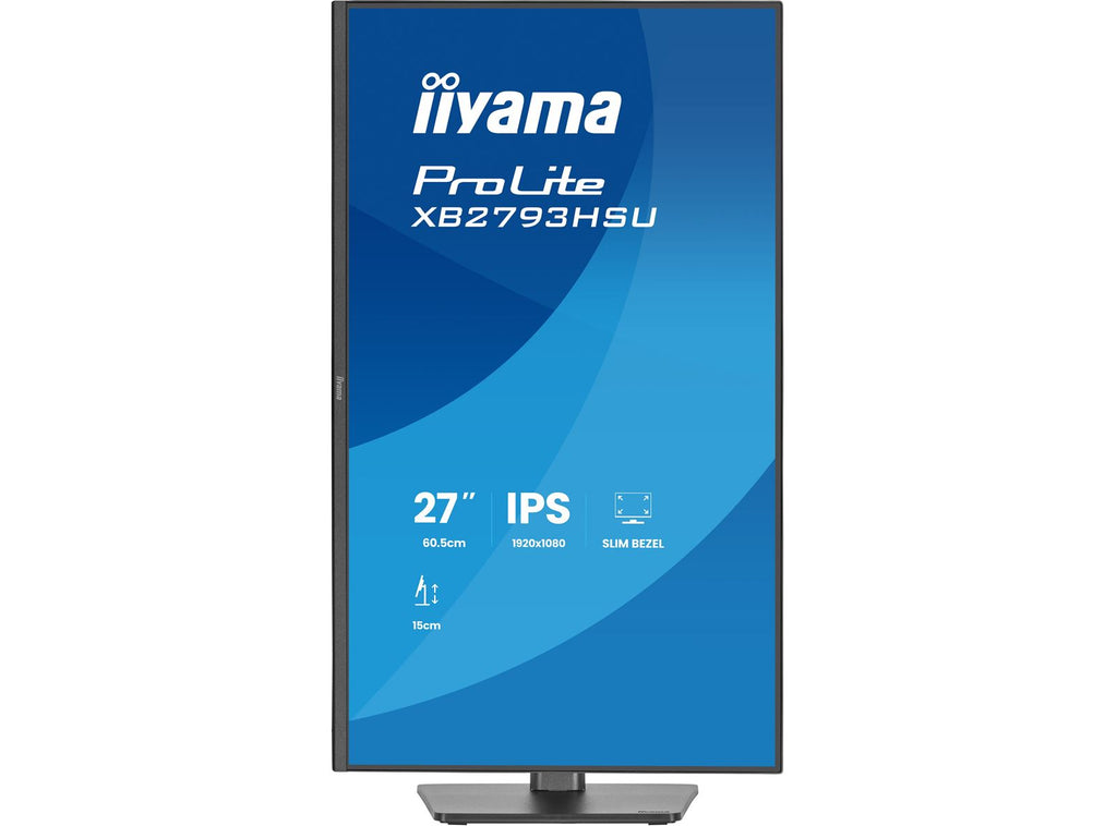 iiyama ProLite monitor XB2793HSU-B1 Height Adjustable, 27' IPS, 120Hz, Black, 4-side slim bezel and C energy class, HDMI, Display Port, USB Hub