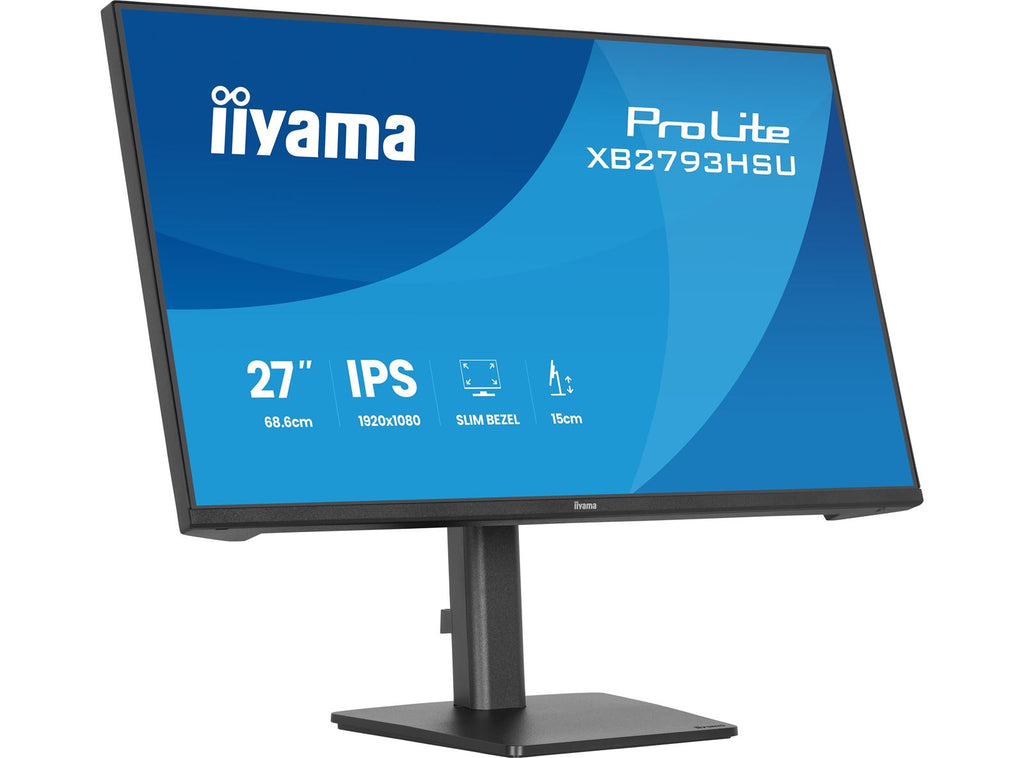 iiyama ProLite monitor XB2793HSU-B1 Height Adjustable, 27' IPS, 120Hz, Black, 4-side slim bezel and C energy class, HDMI, Display Port, USB Hub