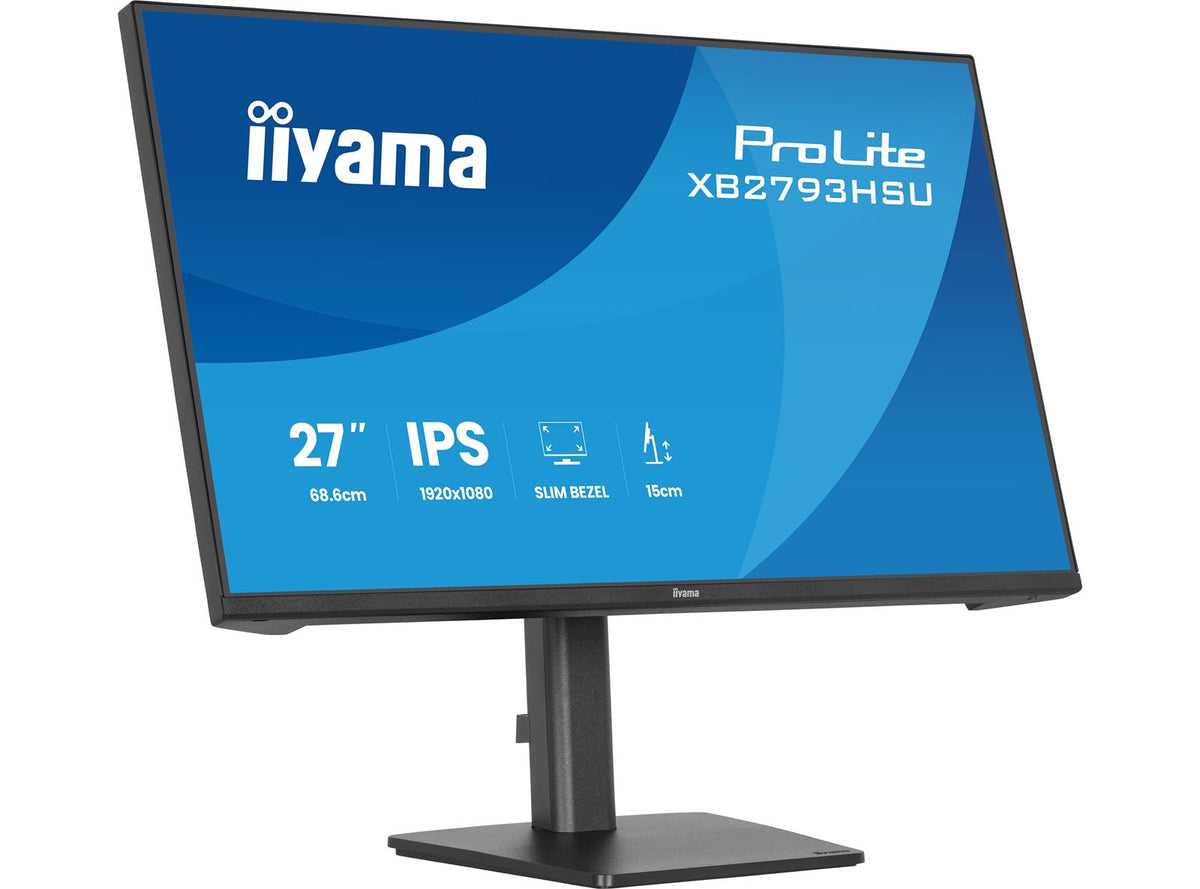 iiyama ProLite monitor XB2793HSU-B1 Height Adjustable, 27' IPS, 120Hz, Black, 4-side slim bezel and C energy class, HDMI, Display Port, USB Hub