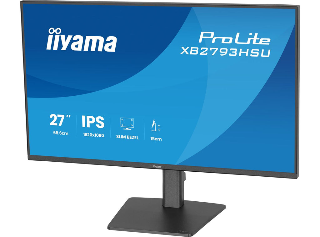 iiyama ProLite monitor XB2793HSU-B1 Height Adjustable, 27' IPS, 120Hz, Black, 4-side slim bezel and C energy class, HDMI, Display Port, USB Hub