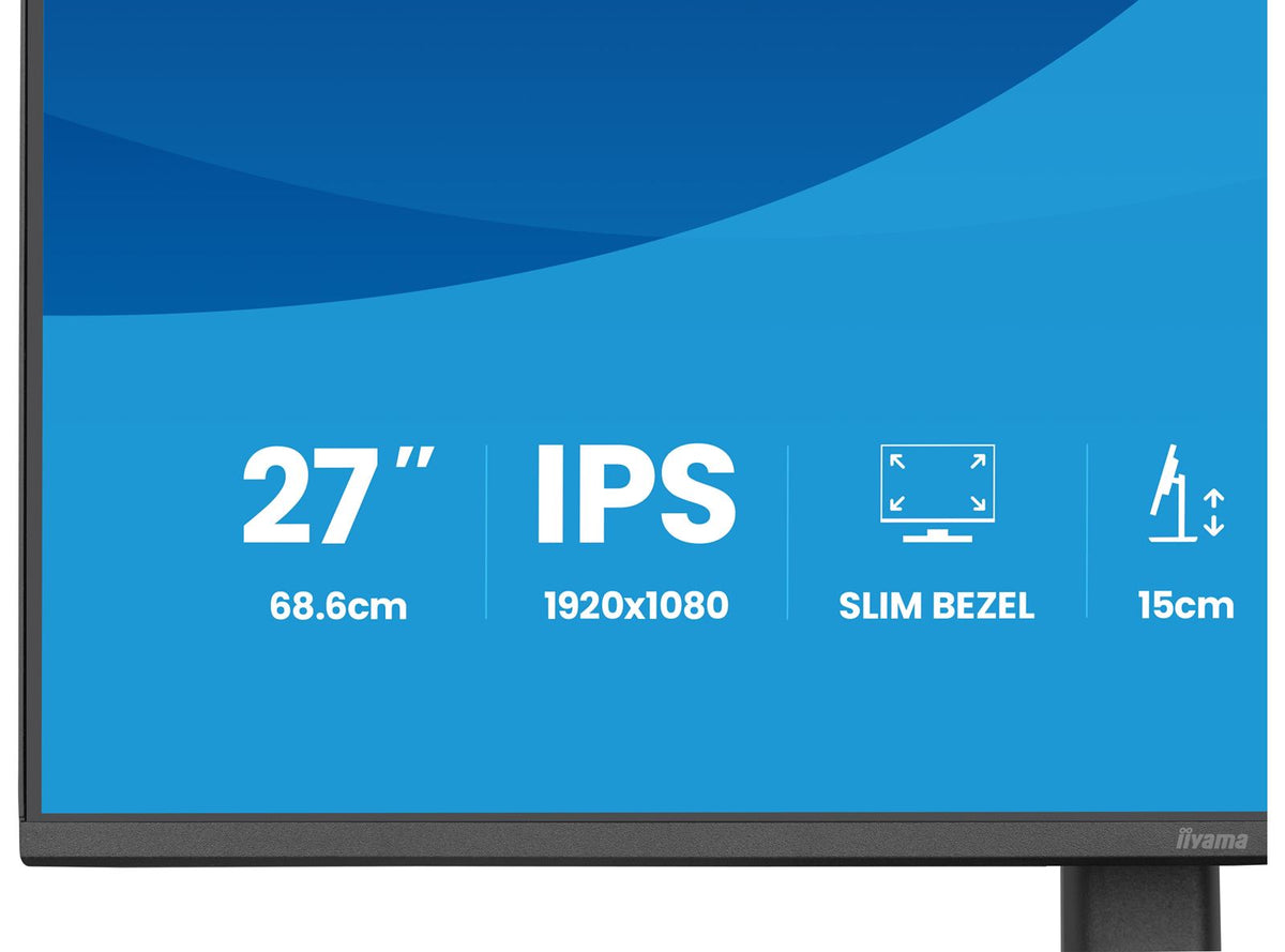 iiyama ProLite monitor XB2793HSU-B1 Height Adjustable, 27' IPS, 120Hz, Black, 4-side slim bezel and C energy class, HDMI, Display Port, USB Hub