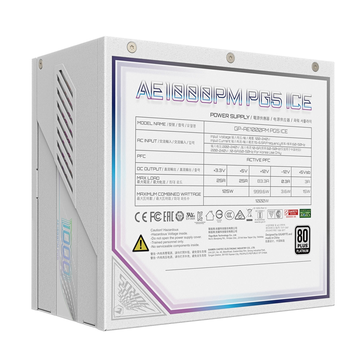 GIGABYTE AORUS Elite P1000W 80+ Platinum PCIe 5.0 ICE PSU – view 4