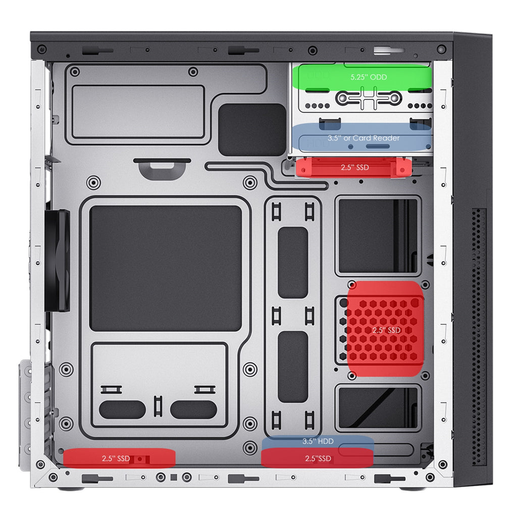 CiT Mentor Micro-ATX Office PC Case - USB-C, 80mm Fan
