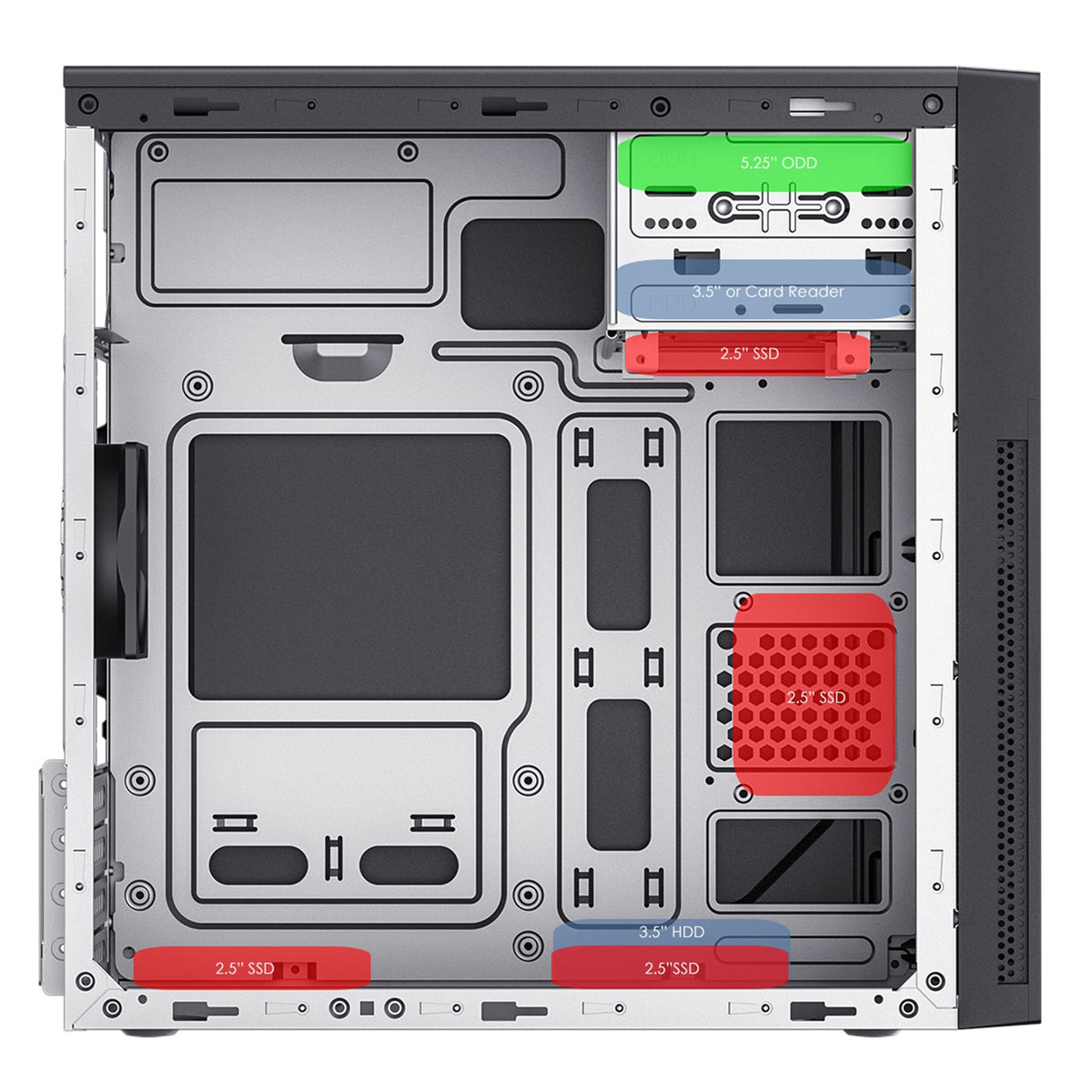CiT Mentor Micro-ATX Office PC Case - USB-C, 80mm Fan