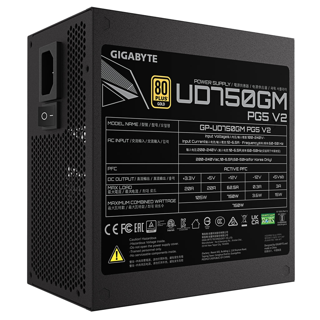 GIGABYTE GP-UD750GM PG5 V2 750W Gold Modular PSU ATX 3.1 — view 5