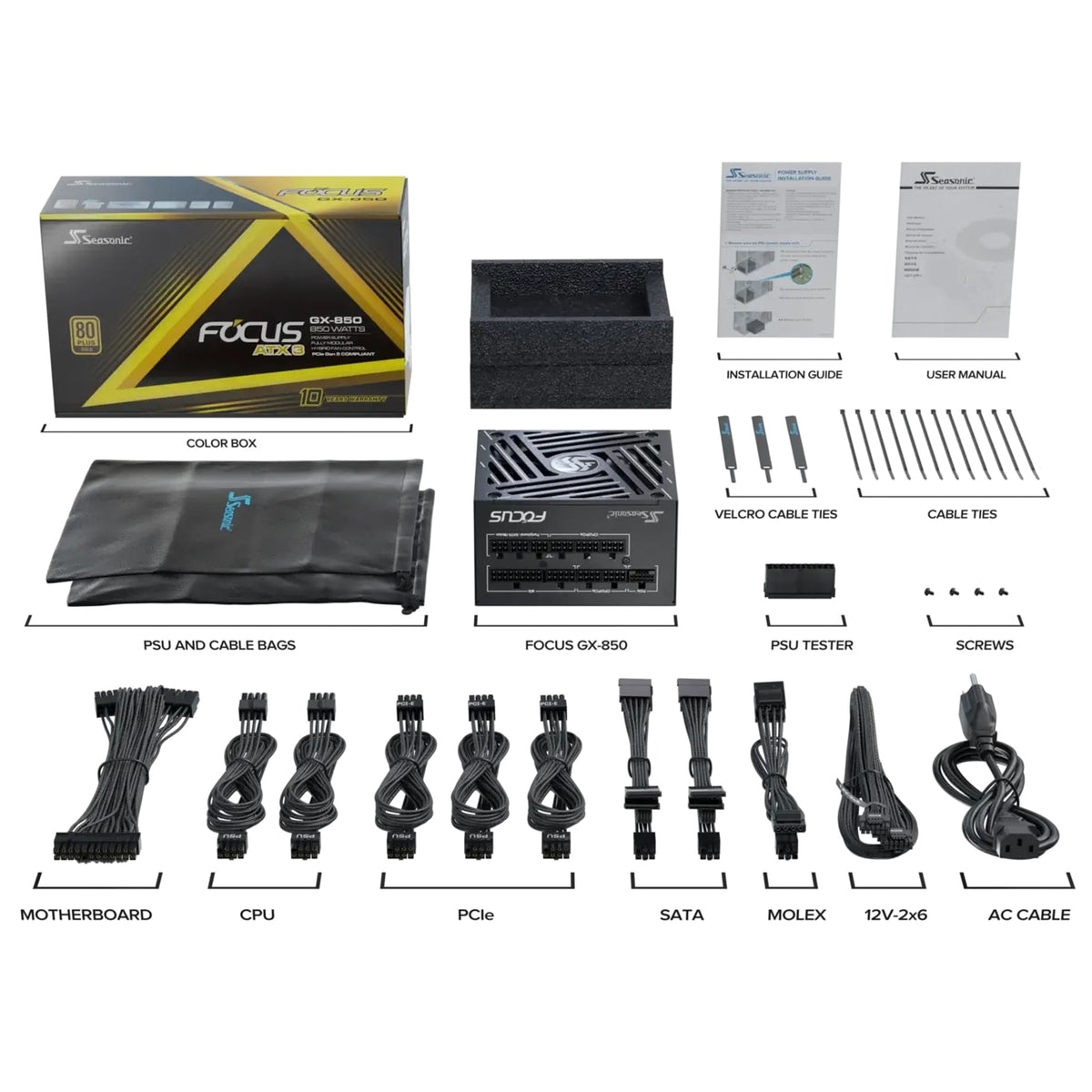 Seasonic FOCUS GX V4 850W 80+ Gold ATX 3.1 Modular PSU – view 2