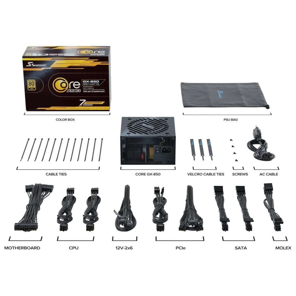 Seasonic CORE GX 850W ATX 3.1 80 Plus Gold Modular PSU Black – view 2