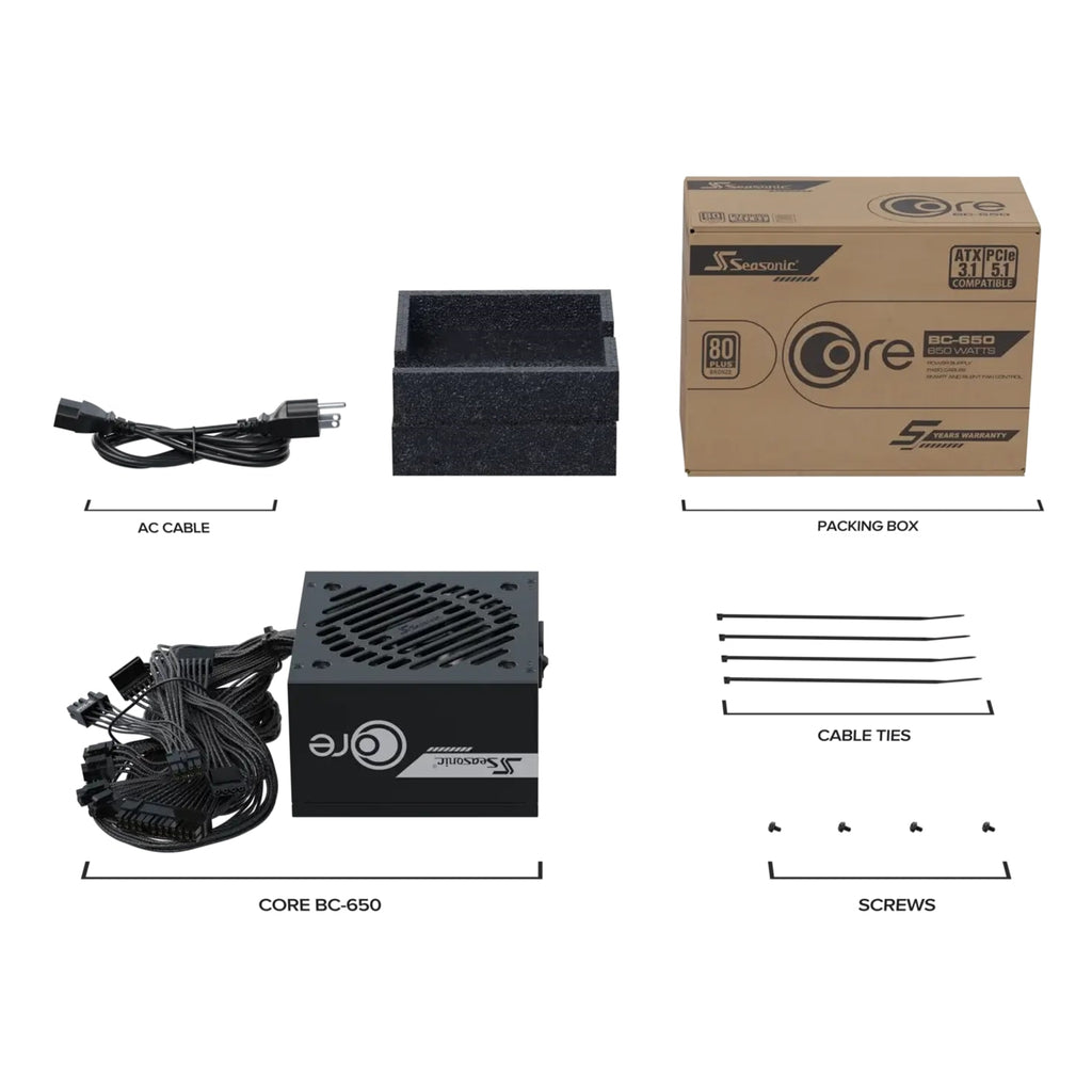 Seasonic CORE BC-650 650W 80 Plus Bronze ATX 3.1 PSU — view 2