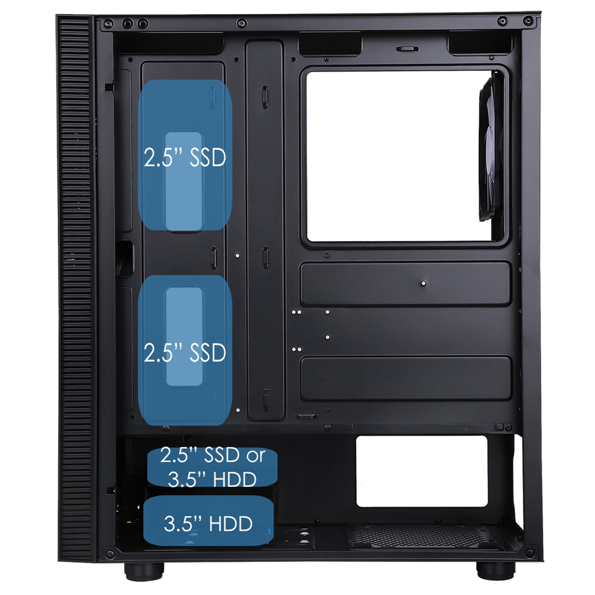 CiT Silent ES Black ATX Mid-Tower Case - 2x 120mm PWM Fans