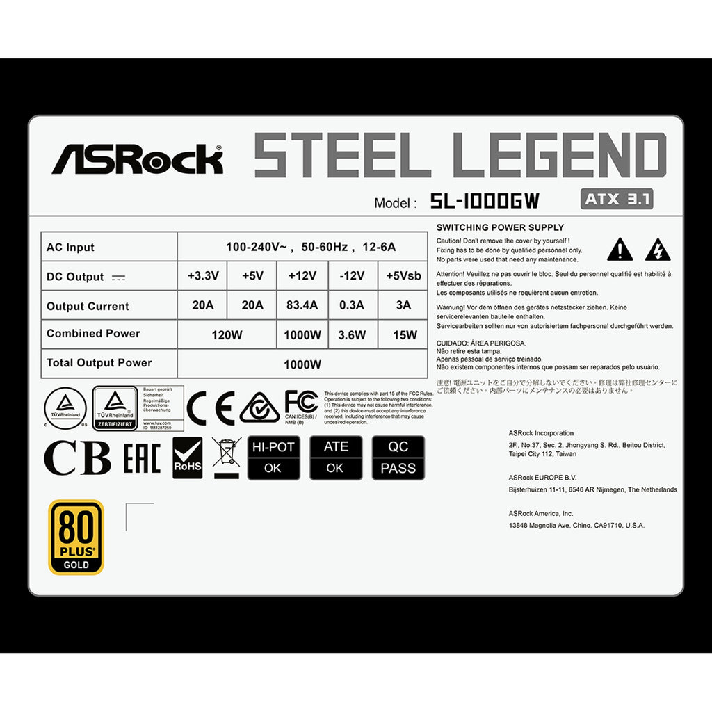 ASRock Steel Legend SL-1000G 1000W 80+ Gold Modular PSU – view 8