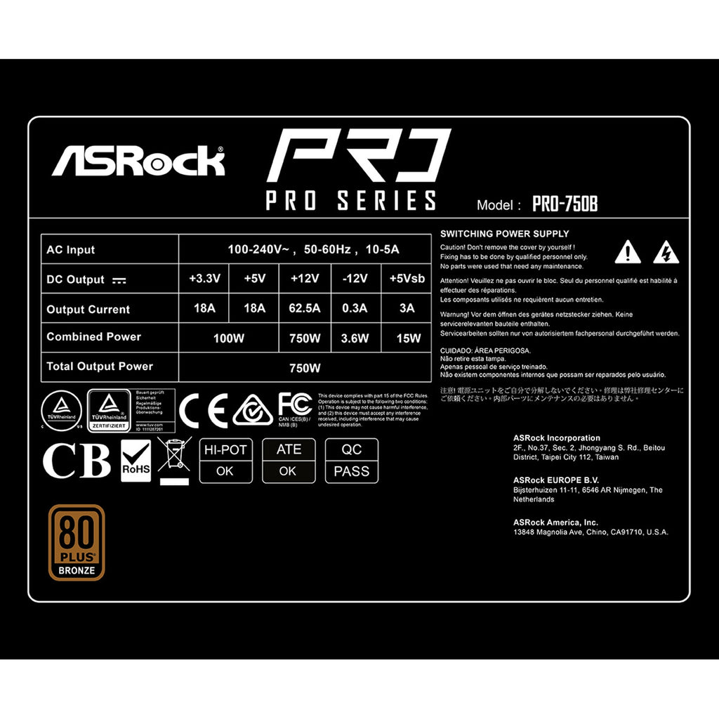 ASRock PRO-750B 750W 80 Plus Bronze ATX 3.1 PSU — view 7