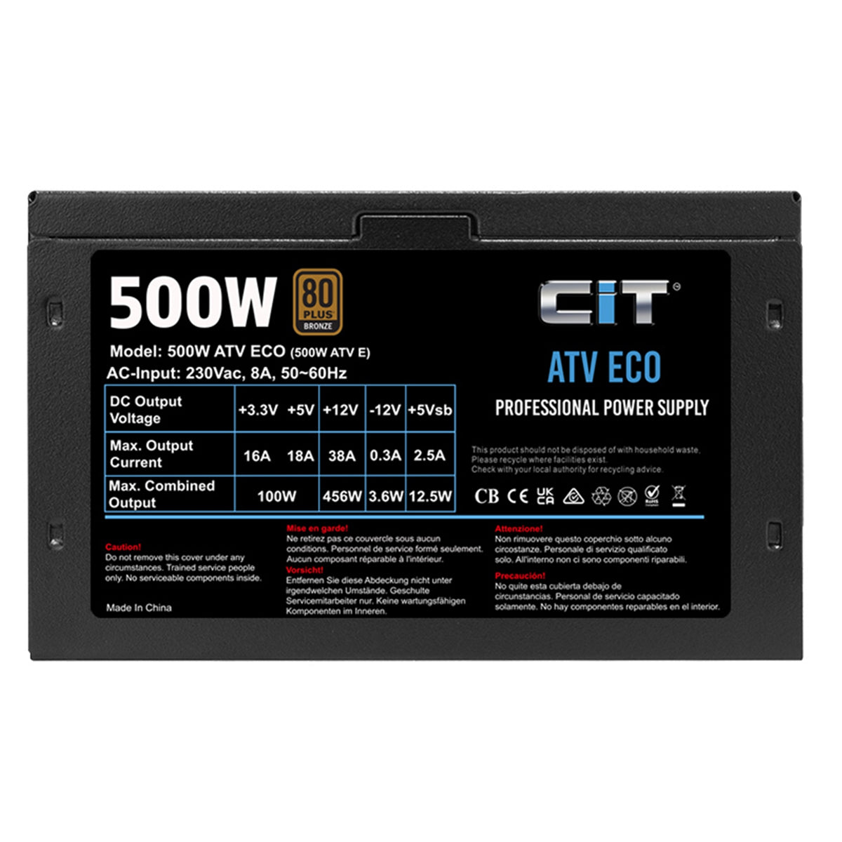 CiT ATV Eco Bronze 500W PSU - 12cm Fan, APFC, 80+ Bronze – view 7