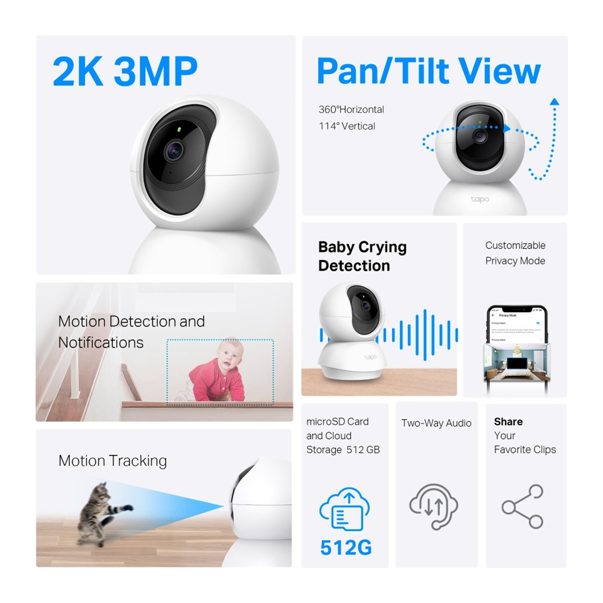 TP-Link Tapo C210P2 2K Pan/Tilt Wi-Fi Camera 2-Pack – view 2