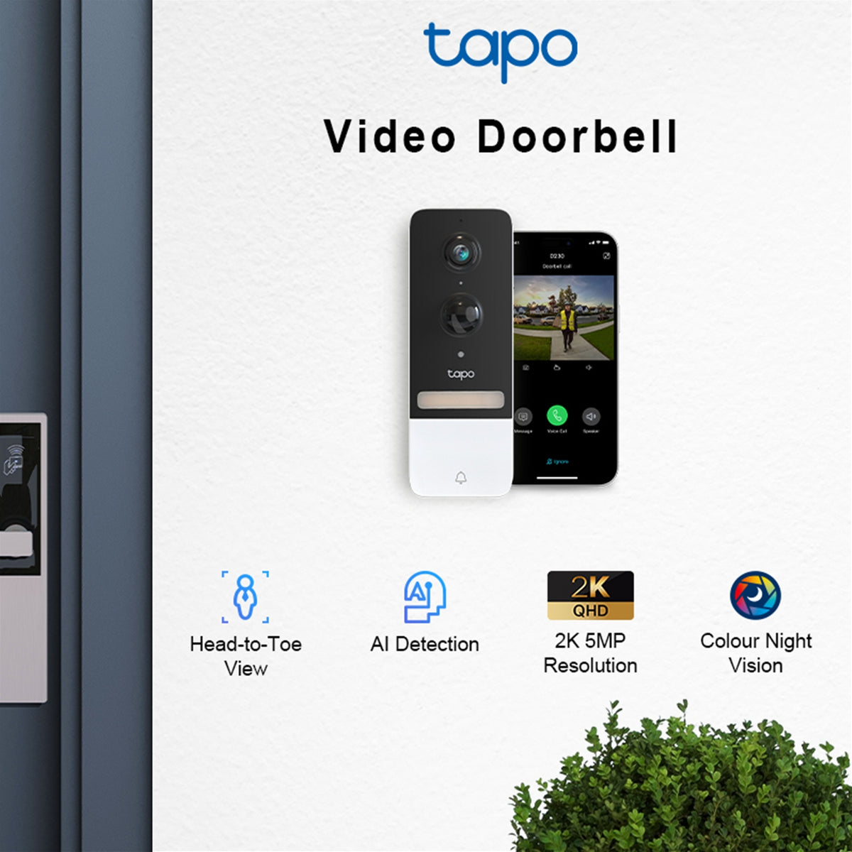 TP-Link Tapo D230S1 Smart Video Doorbell Kit 2K 5MP