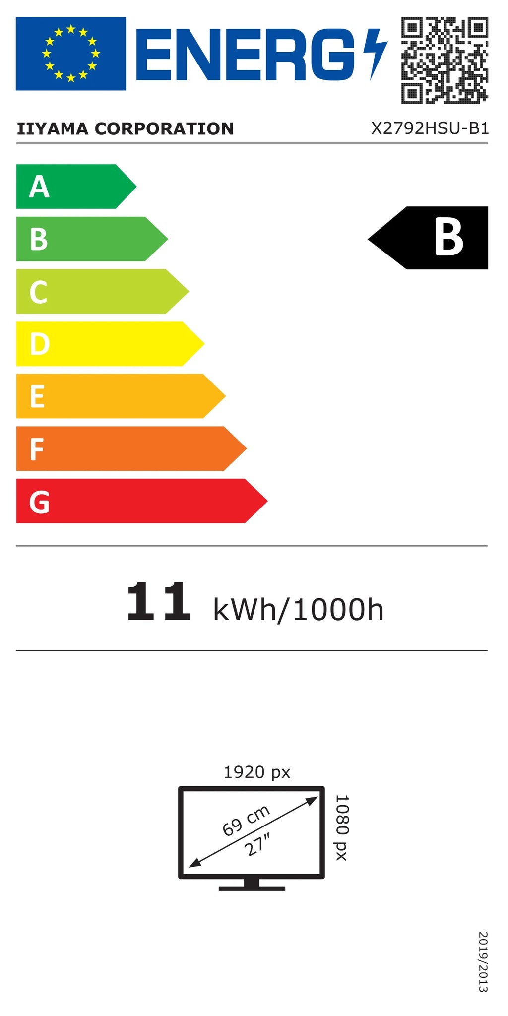 iiyama ProLite X2792HSU-B1 energy label