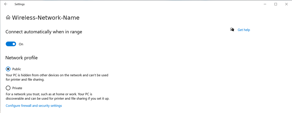 windows 10 settings network and internet wifi network profile