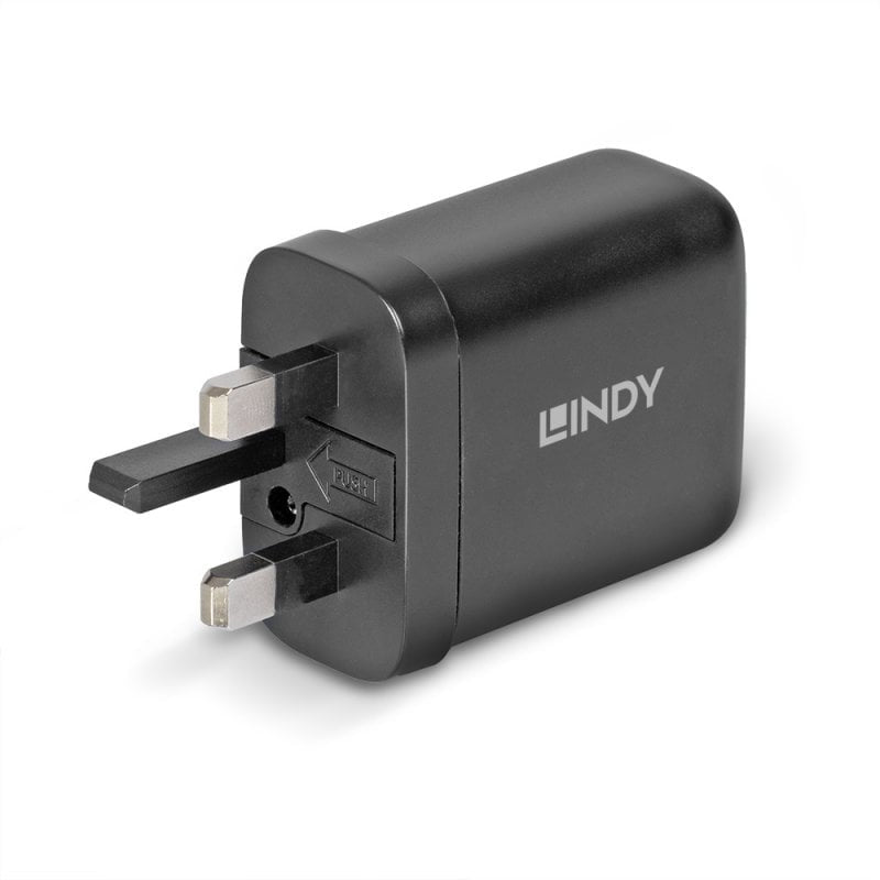 Lindy 65W Dual USB-C GaN Charger UK Plug - Black (73439)