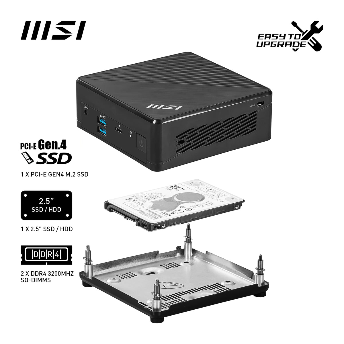 MSI Cubi 5 12M Barebone Mini PC - Intel Core i7-1255U