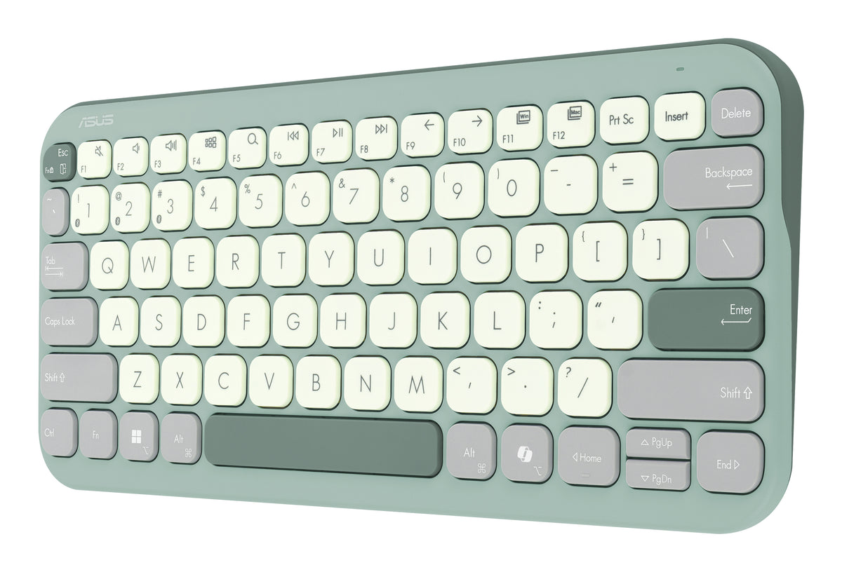 ASUS Marshmallow Keyboard KW100 Green Tea Latte, angled