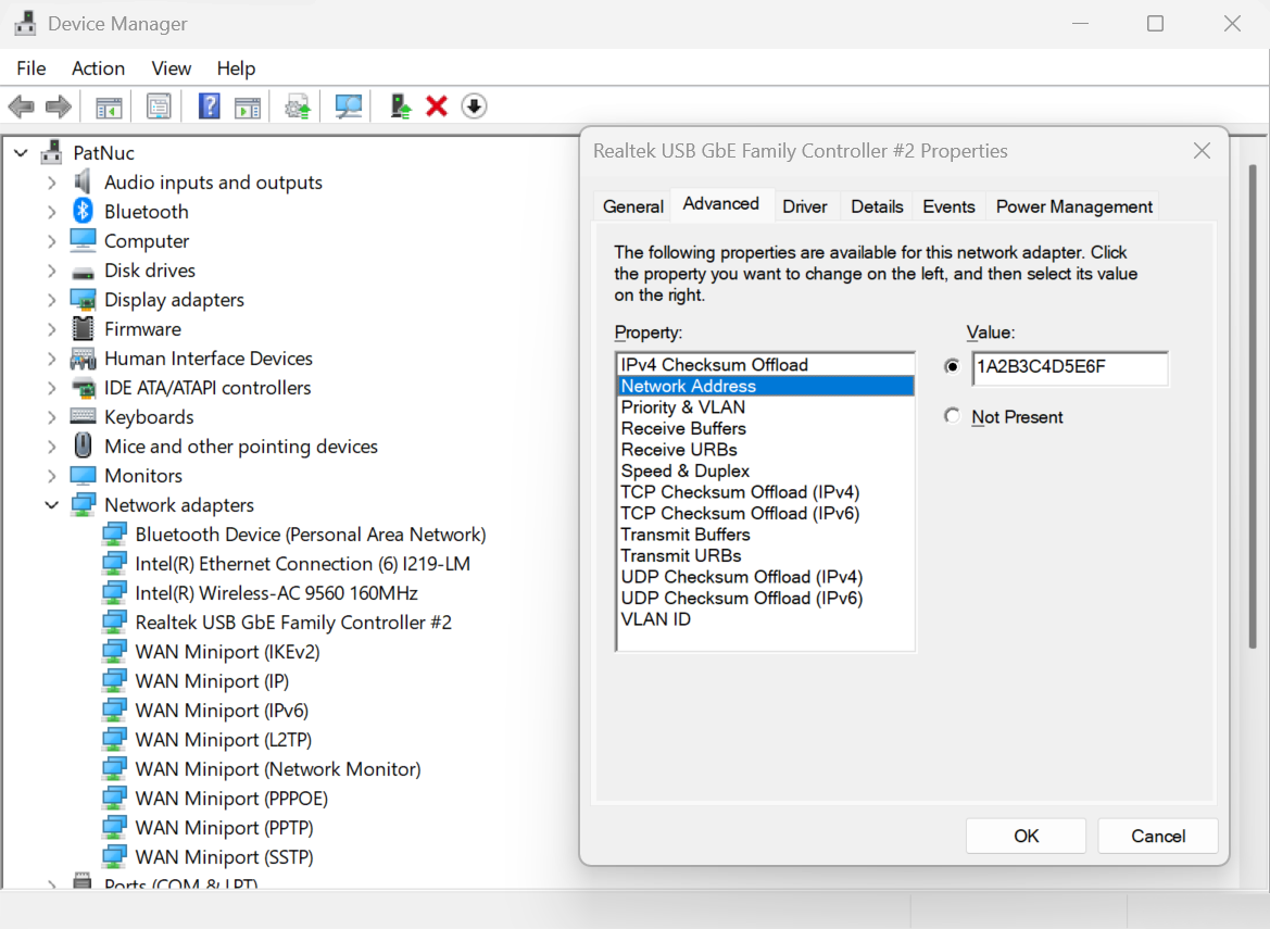 Windows 11 Device Manager and Network Properites